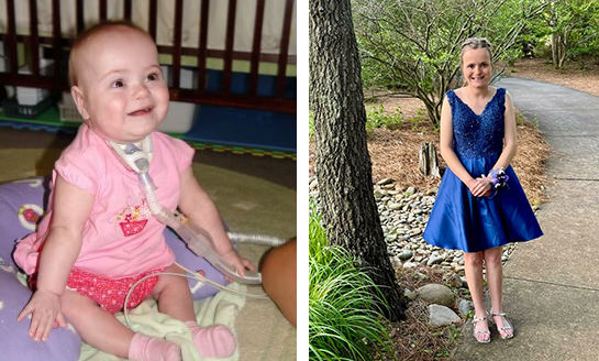 Halle as a baby and at prom